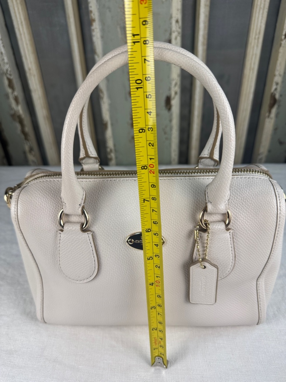 Coach Cream Bennett Mini Leather Satchel with Gold Plaque - Picture 5 of 13